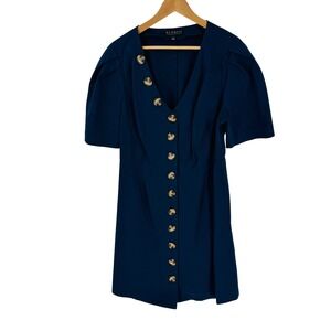 Eloquii Navy Blue Puff Sleeve Button Front Dress Size 14 Nautical Academia Mod